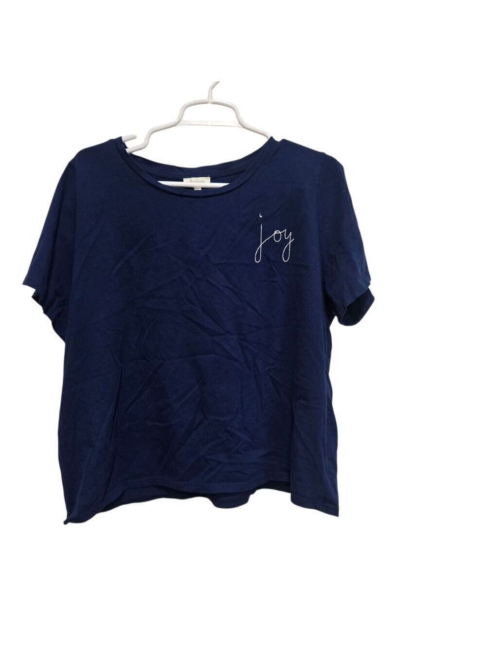 Ella Moss Joy Embroidered Tee XXL Navy Blue Cotton